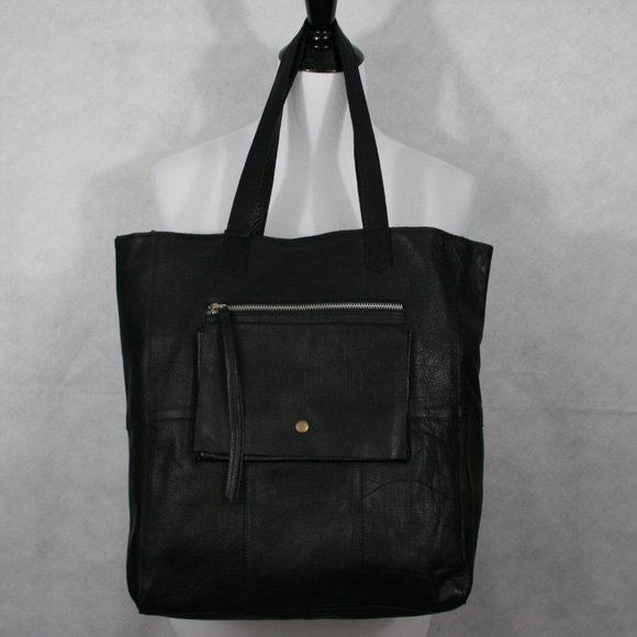 Day & Mood Handbags - Anthropologie Day & Mood Black Pebble Leather Handbag Tote NWT